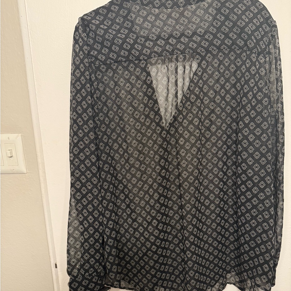 Old Navy Black and White Sheer Blouse